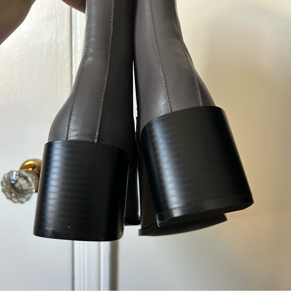 Bcbgeneration Grey Leather Square Toe Block Heel … - image 5